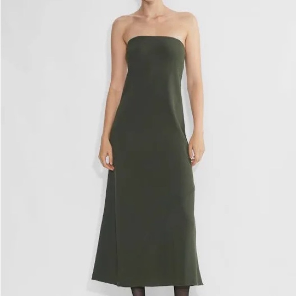 Aritzia Strapless Dark Green Dress